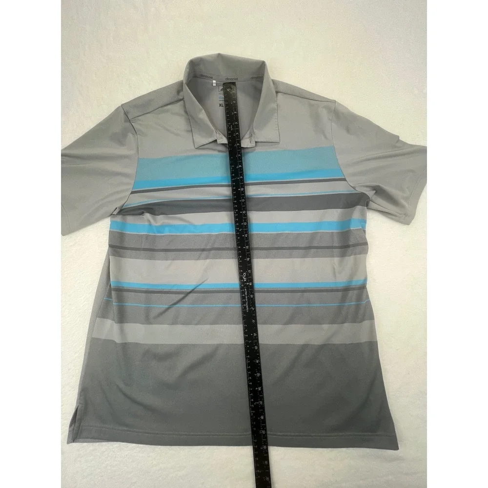 Adidas ClimaCool Golf Polo‎ Shirt Mens XL Gray Blue Stripe Short Sleeve